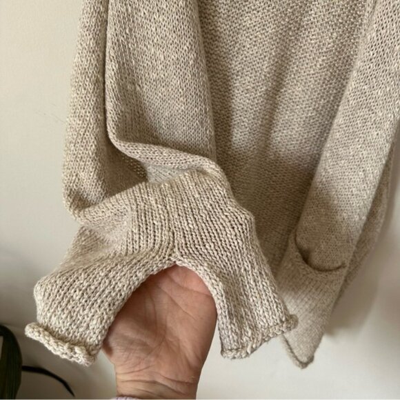 Eskandar Cotton Linen Blend Rolled Open Front Sweater Vest One Size - Picture 4 of 9